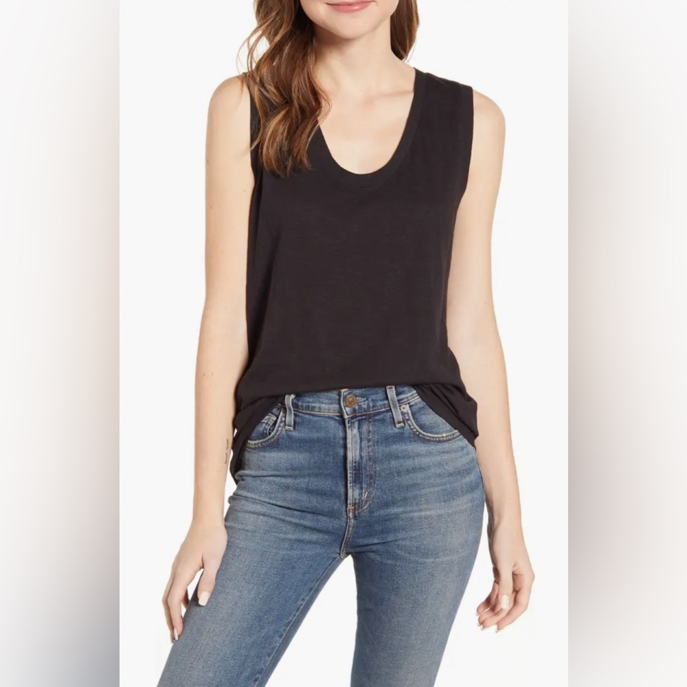 NWT Caslon Nordstrom V-Neck Slub Muscle Tank XXL White - Picture 6 of 8